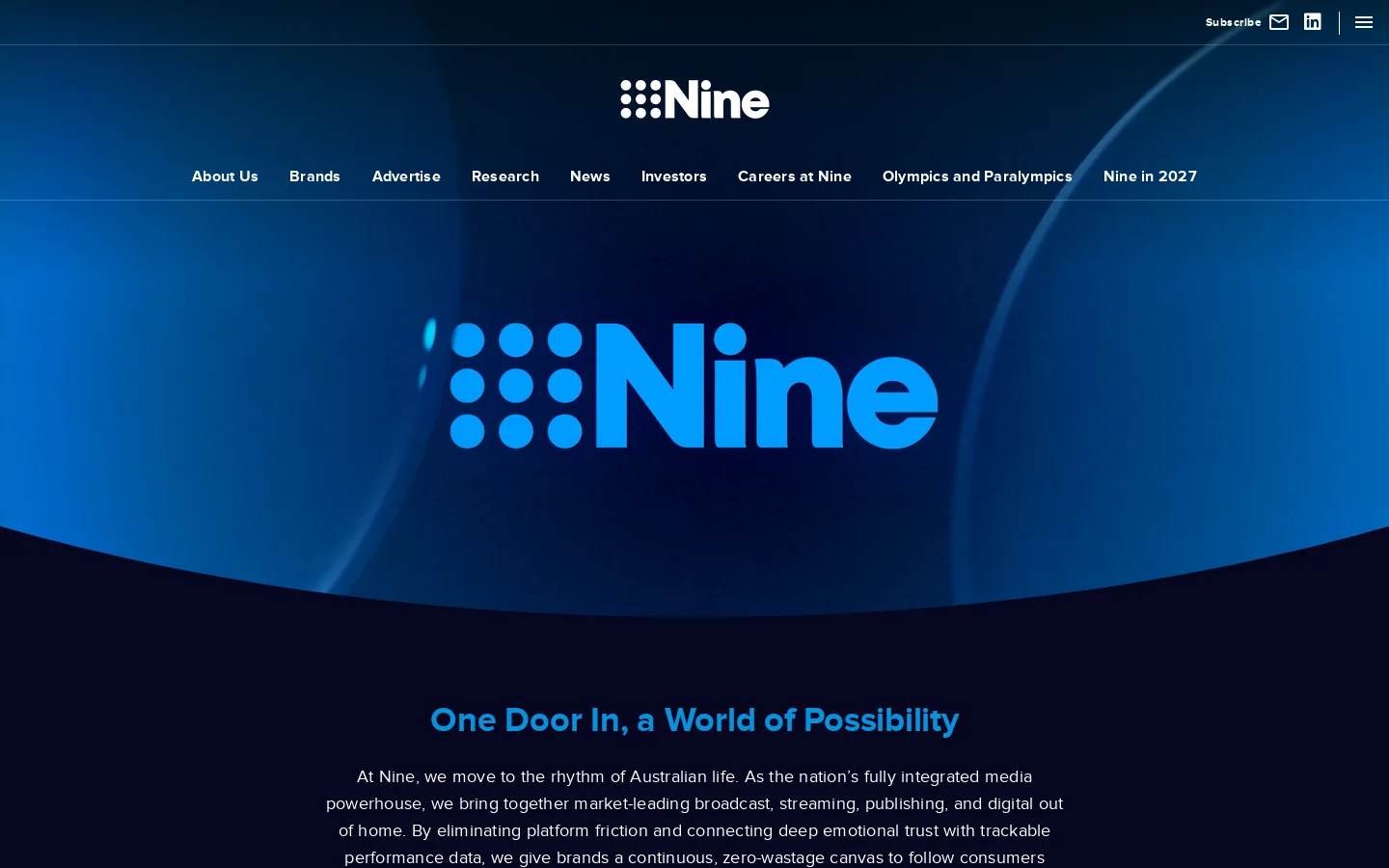 Nine for Brands Homepage screenshot