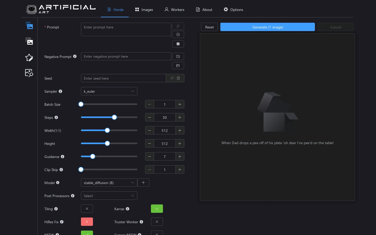 Artificial Art Homepage screenshot