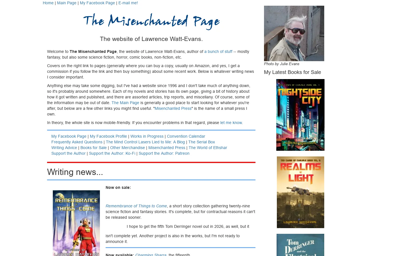 The Misenchanted Page Homepage screenshot