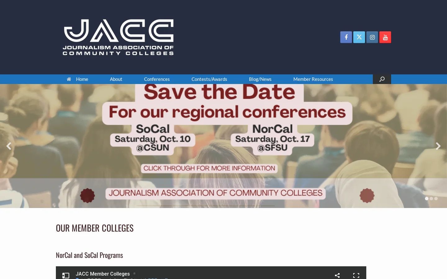 Journalism Association of Community Colleges – Journalism conferences, awards and training for journalism students and faculty in California Homepage screenshot
