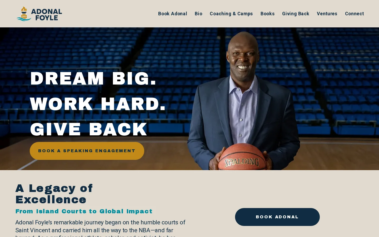 Adonal Foyle Homepage screenshot