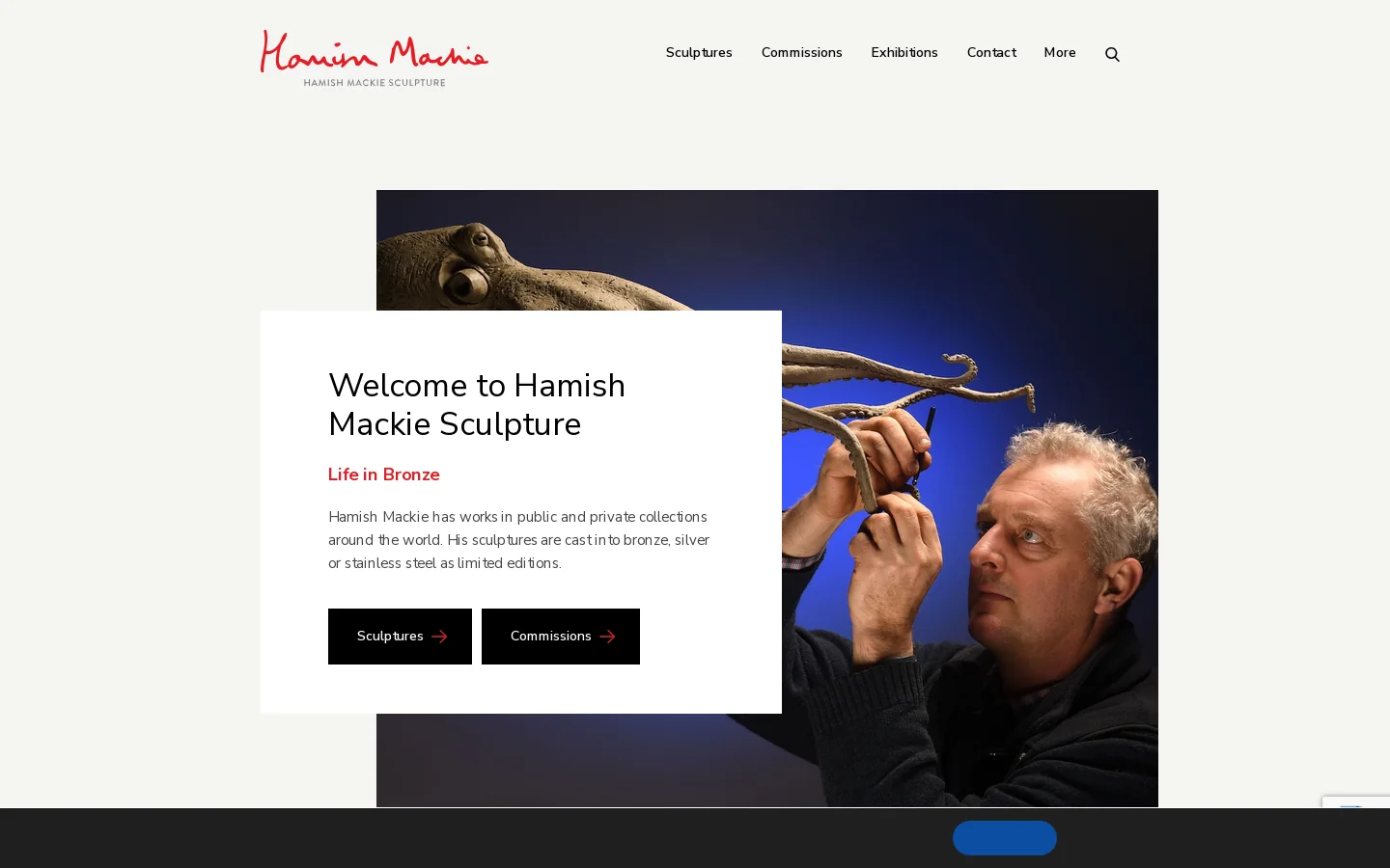 Hamish Mackie Sculptor and his Bronze Wildlife Sculptures Homepage screenshot