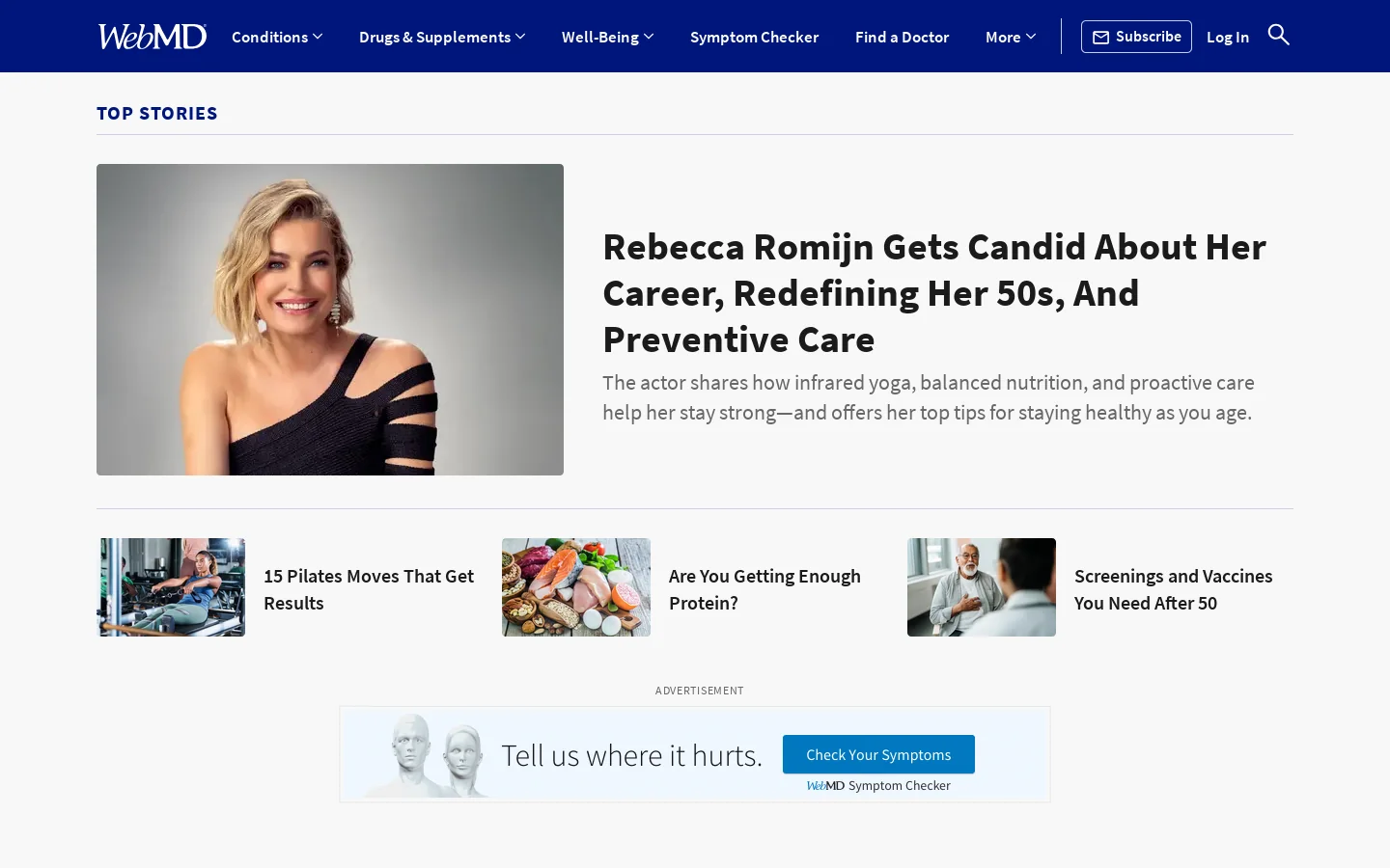 WebMD Homepage screenshot