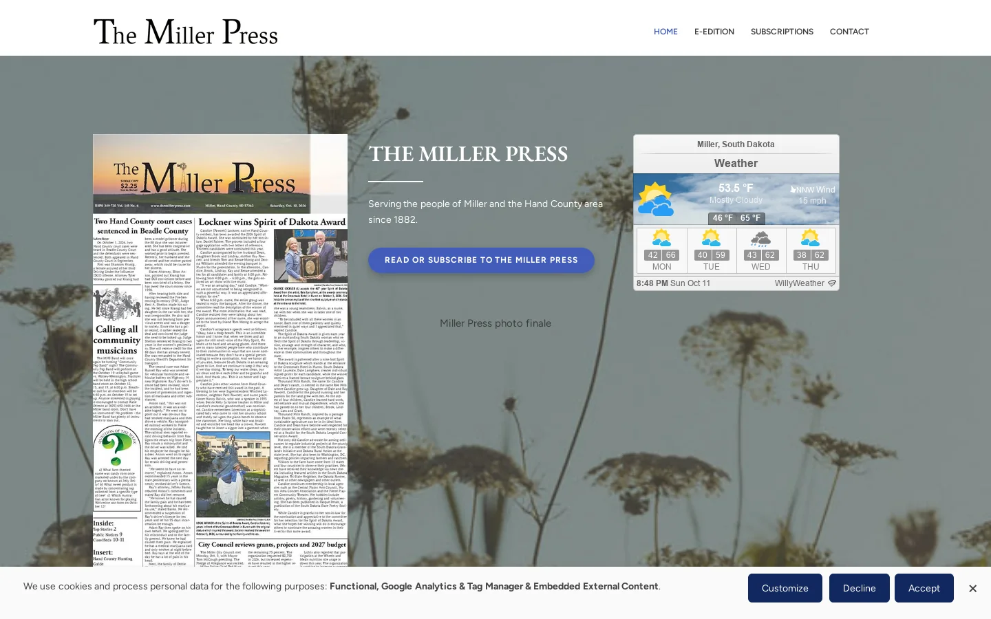 The Miller Press Homepage screenshot
