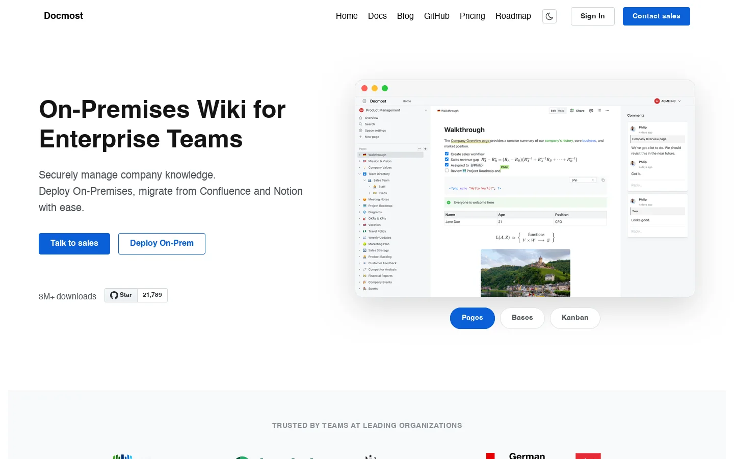 Docmost Homepage screenshot