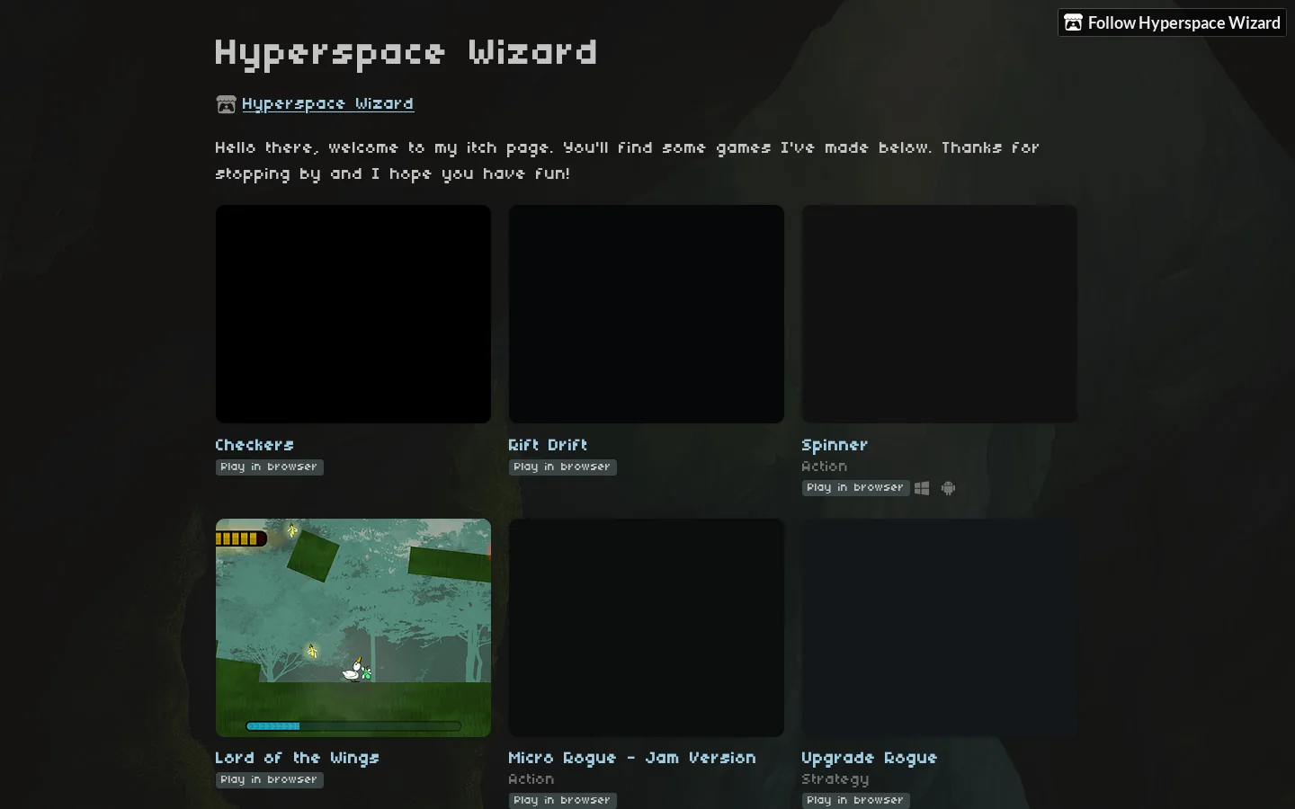 Hyperspace Wizard Homepage screenshot