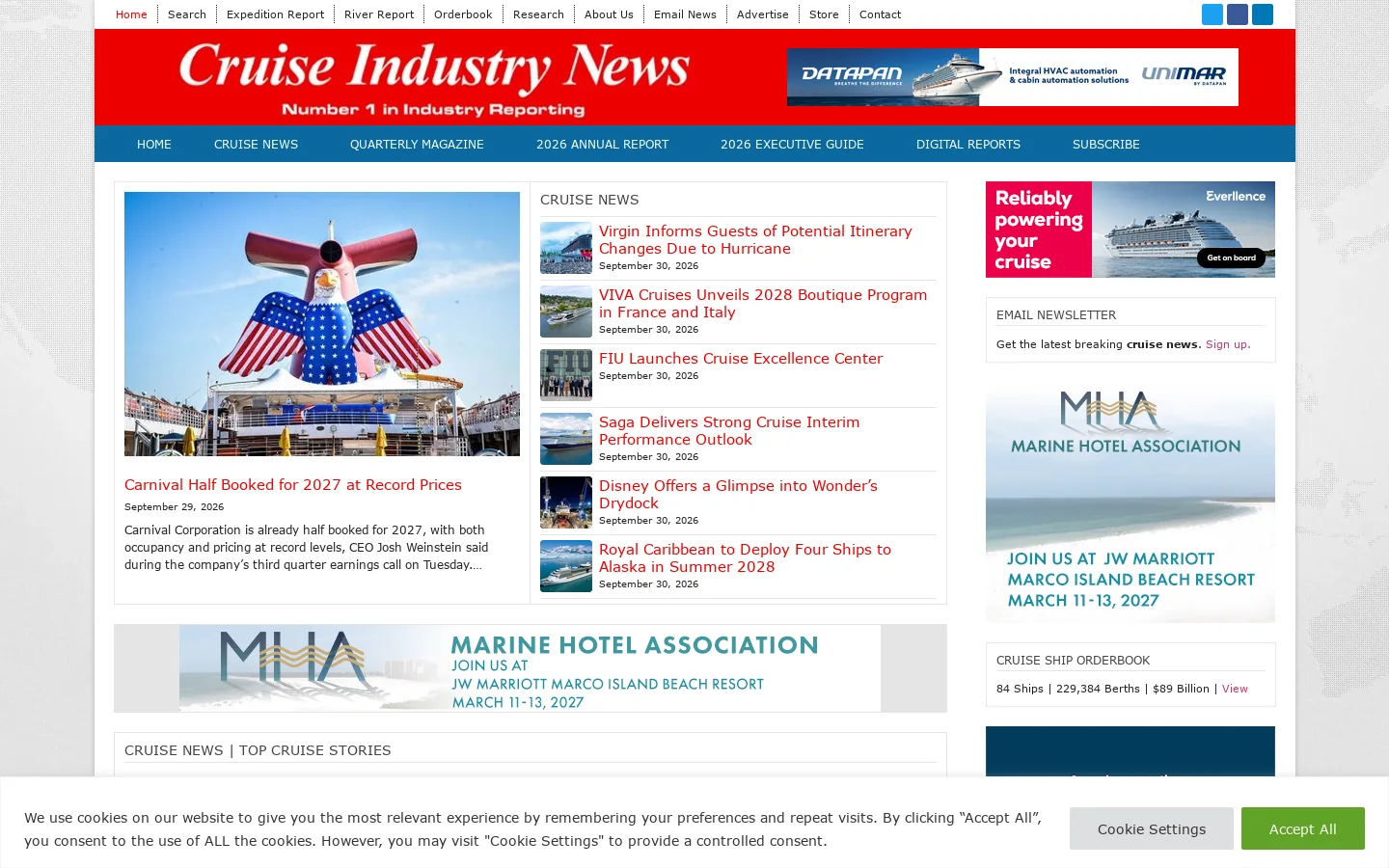Cruise Industry News Homepage screenshot