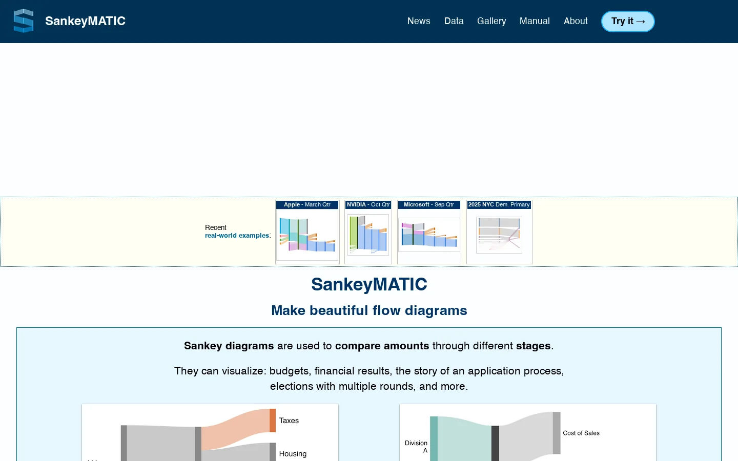 SankeyMATIC Homepage screenshot
