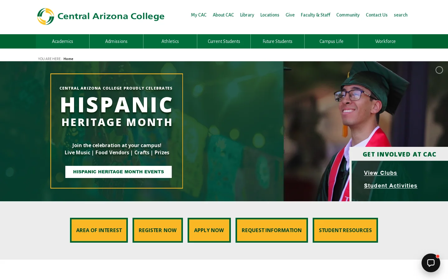 CAC:Central Arizona College Homepage screenshot