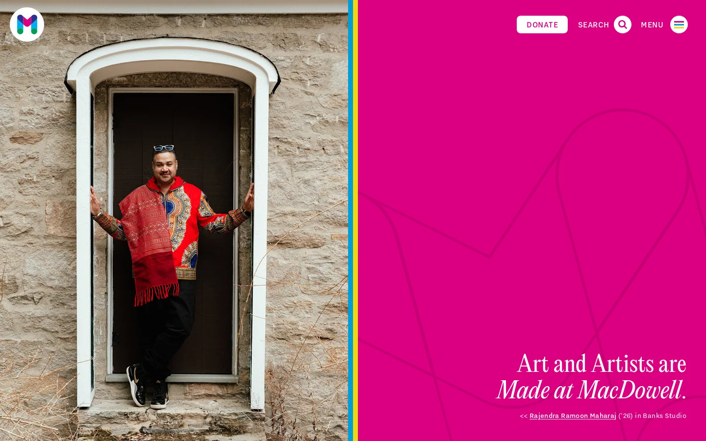 MacDowell Homepage screenshot