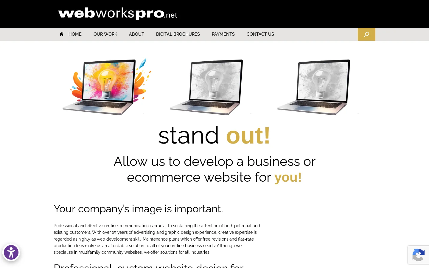 WebWorksPro, Inc. Website Design Hosting Homepage screenshot