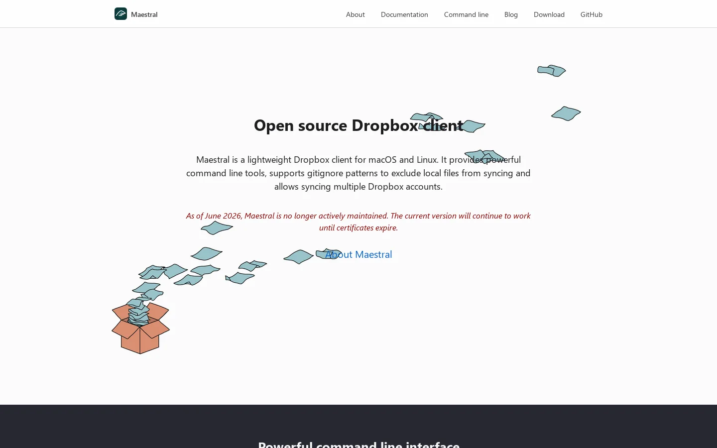 Maestral Homepage screenshot
