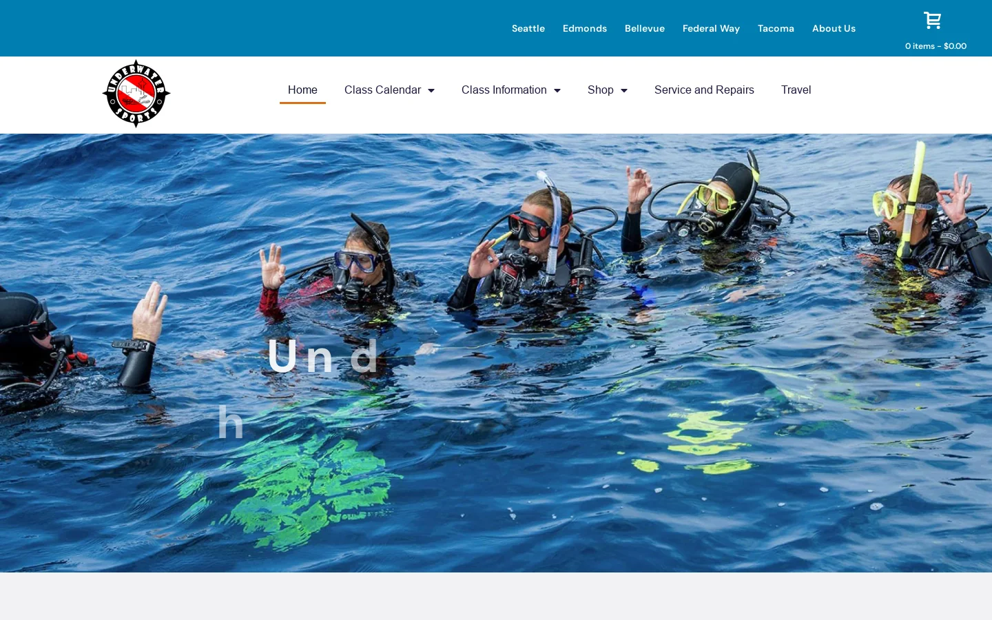 Underwater Sports Homepage screenshot