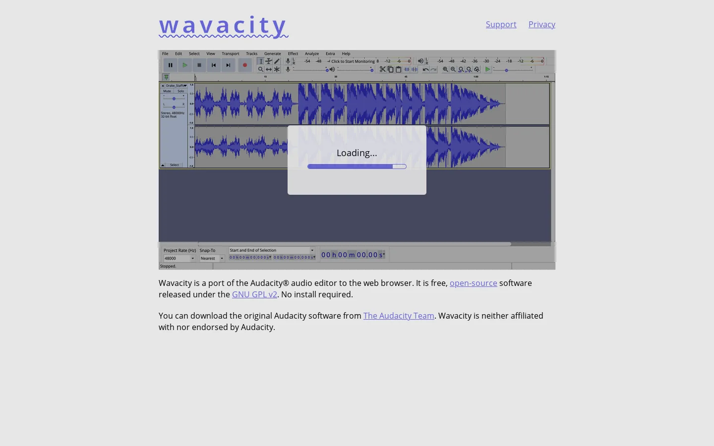 Wavacity Homepage screenshot