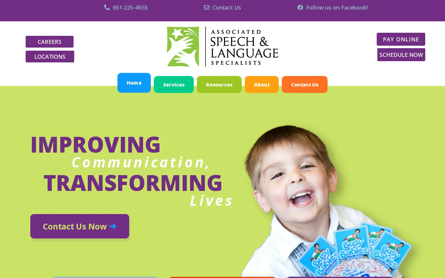 Associated Speech & Language Specialists Homepage screenshot