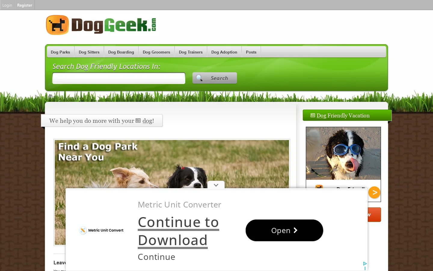 DogGeek.com is dedicated to helping you do more with your dogs, because everyone wants to spend more time with their best friend! Find outdoor activities, dog parks, dog friendly products, dog friendly travel, hotel Homepage screenshot
