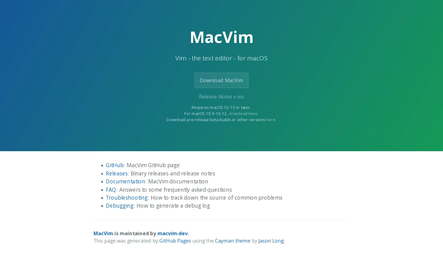 MacVim by macvim-dev Homepage screenshot