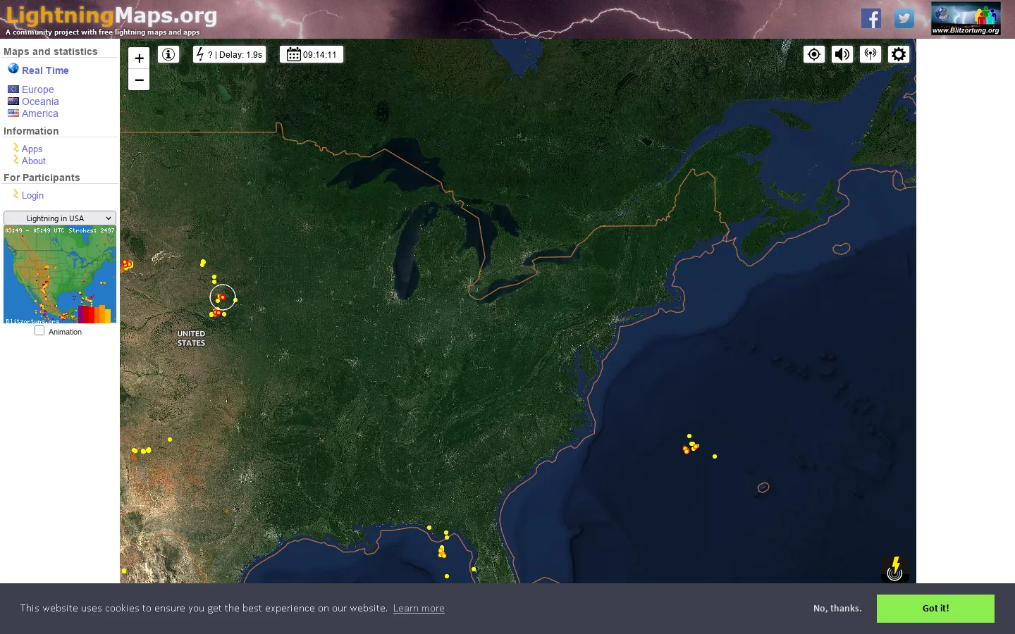 LightningMaps.org Homepage screenshot