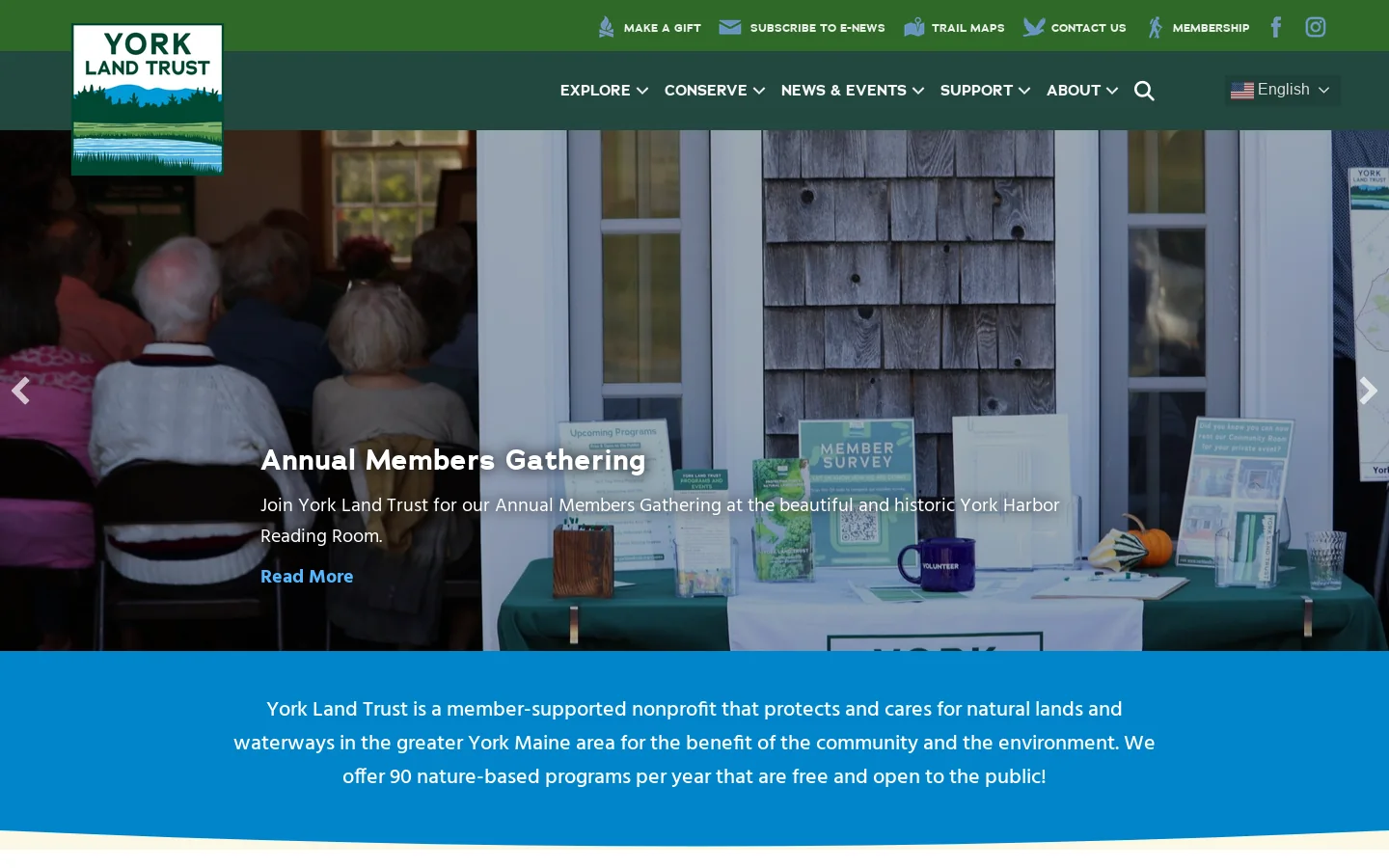 York Land Trust Homepage screenshot