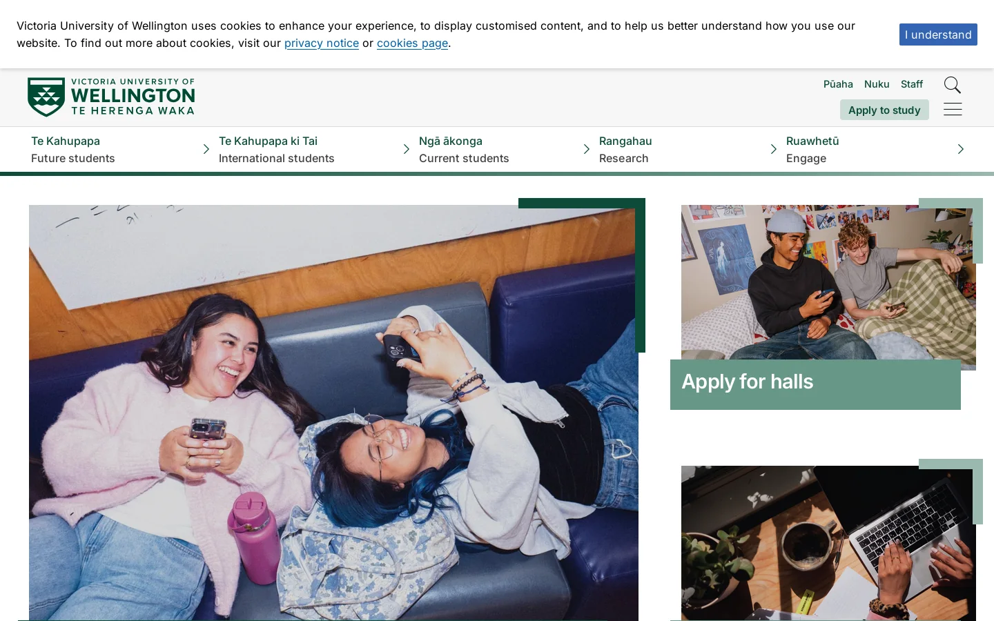 Te Herenga Waka—Victoria University of Wellington Homepage screenshot