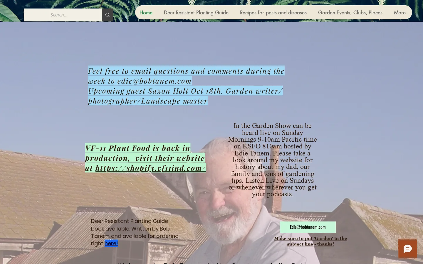 BobTanemintheGarden Homepage screenshot