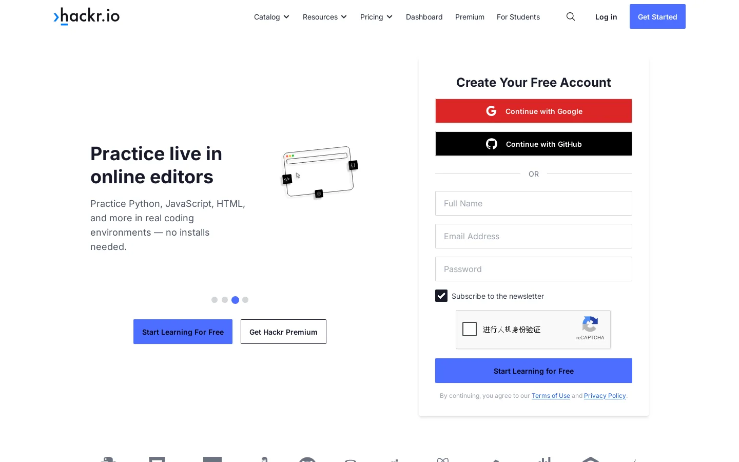Hackr.io Homepage screenshot