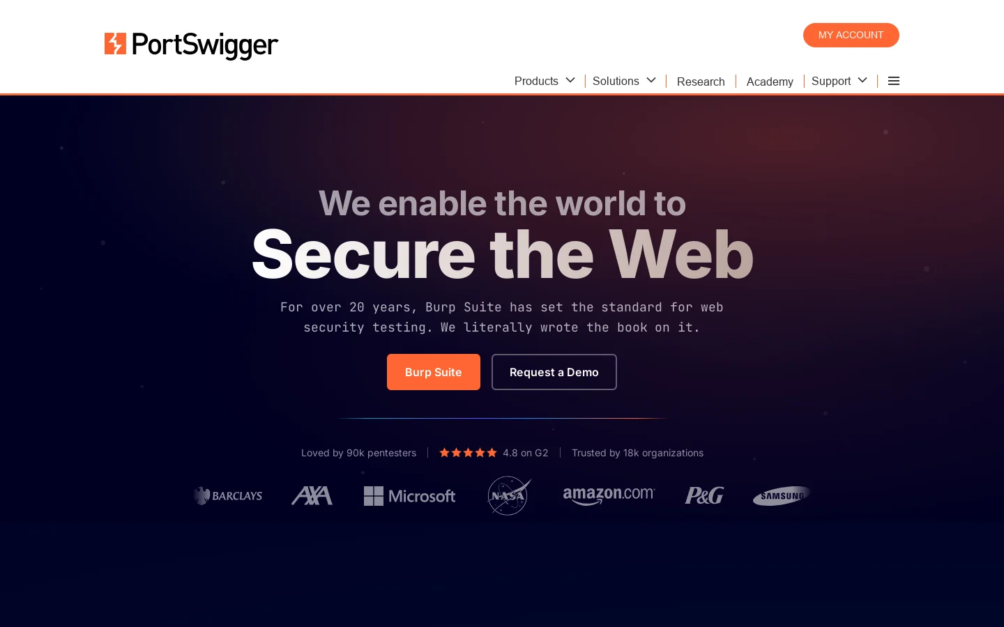 PortSwigger Homepage screenshot