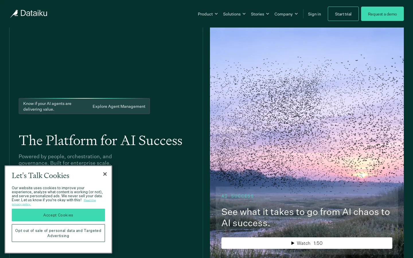 Dataiku Homepage screenshot