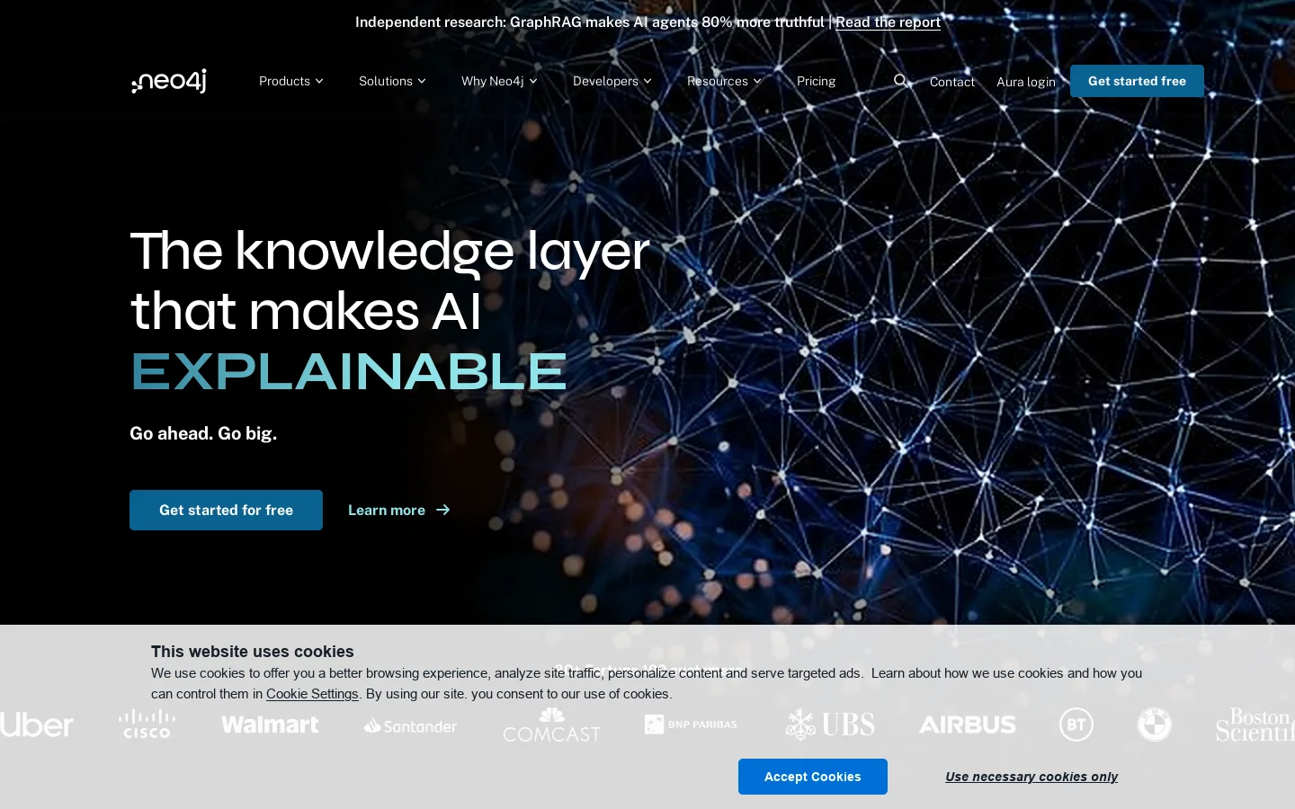 Neo4j Graph Intelligence Platform Homepage screenshot