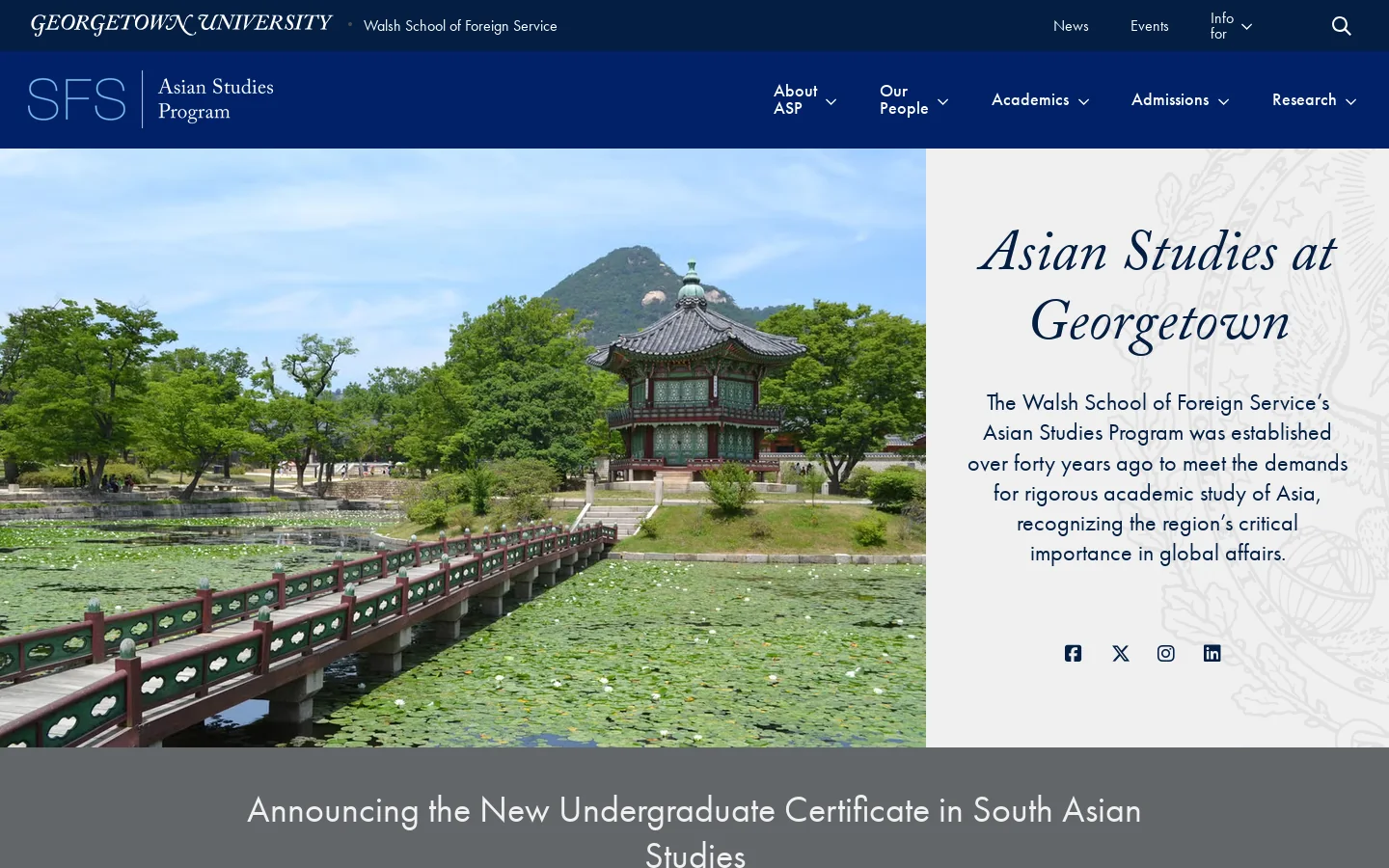 Asian Studies Homepage screenshot