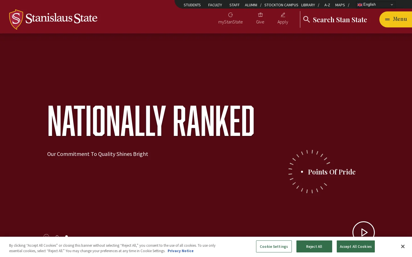 Home | California State University Stanislaus Homepage screenshot