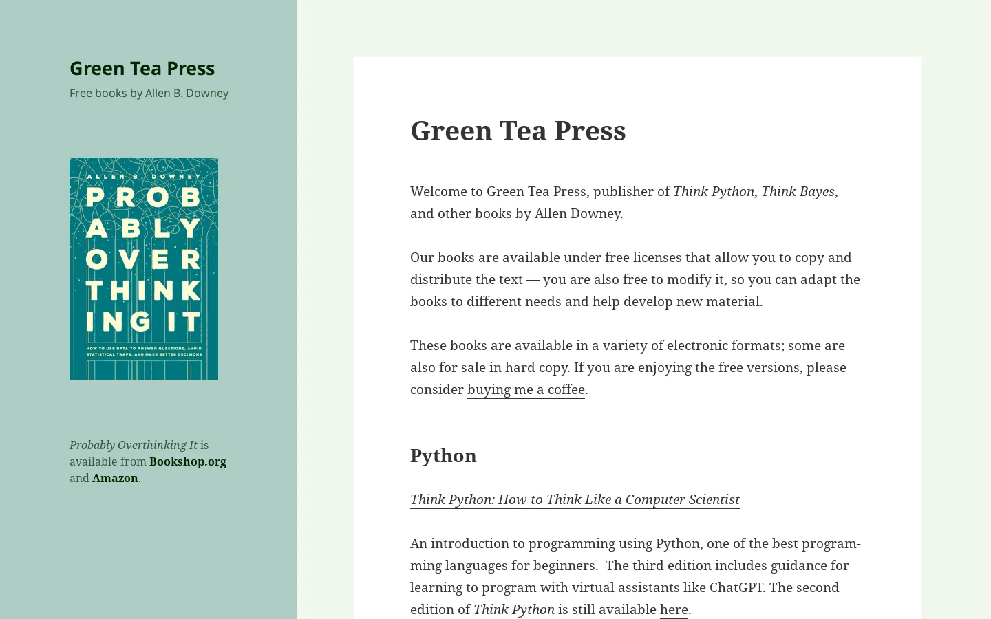 Green Tea Press Homepage screenshot