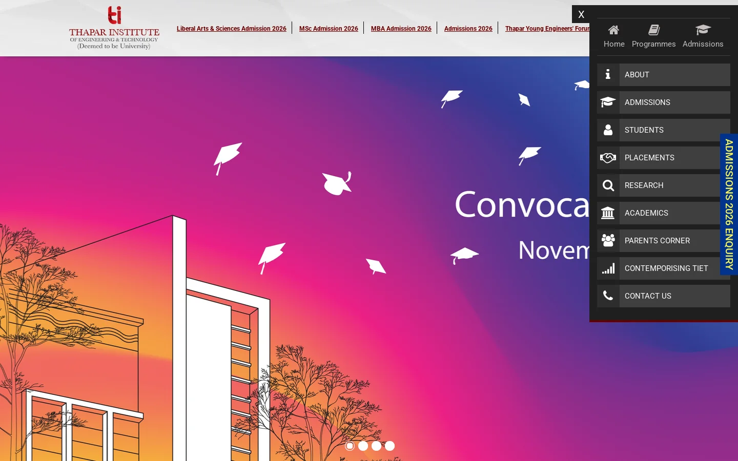 Best Engineering College in India | TIET, Patiala Homepage screenshot