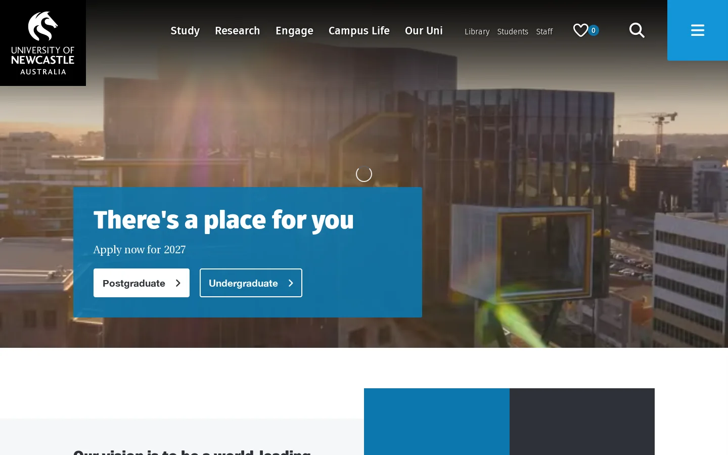 The University of Newcastle, Australia Homepage screenshot