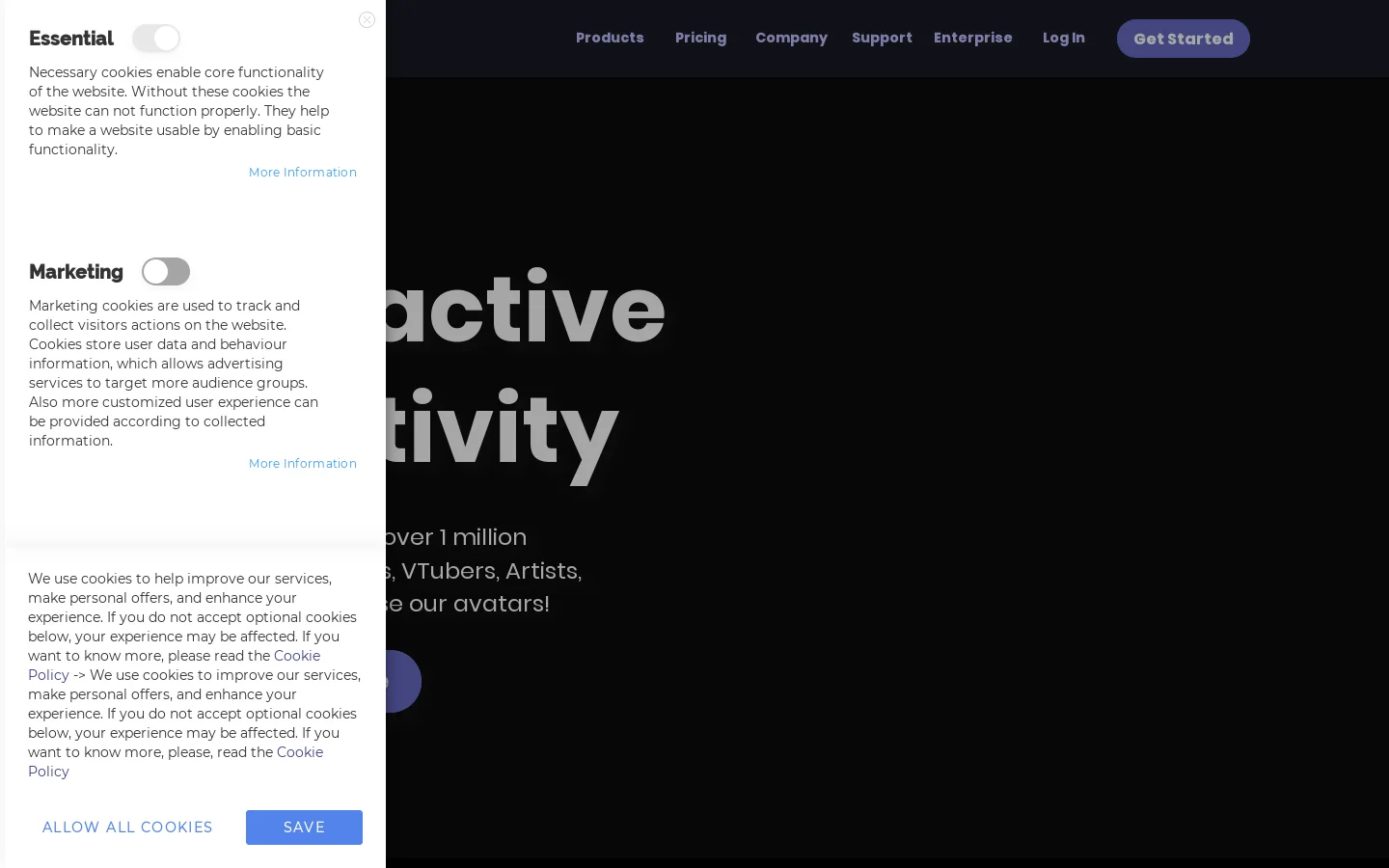 Animaze by Facerig Homepage screenshot