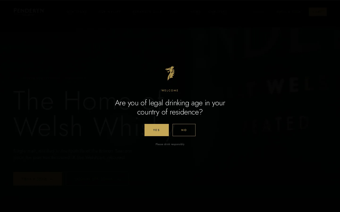 Penderyn Distillery Homepage screenshot
