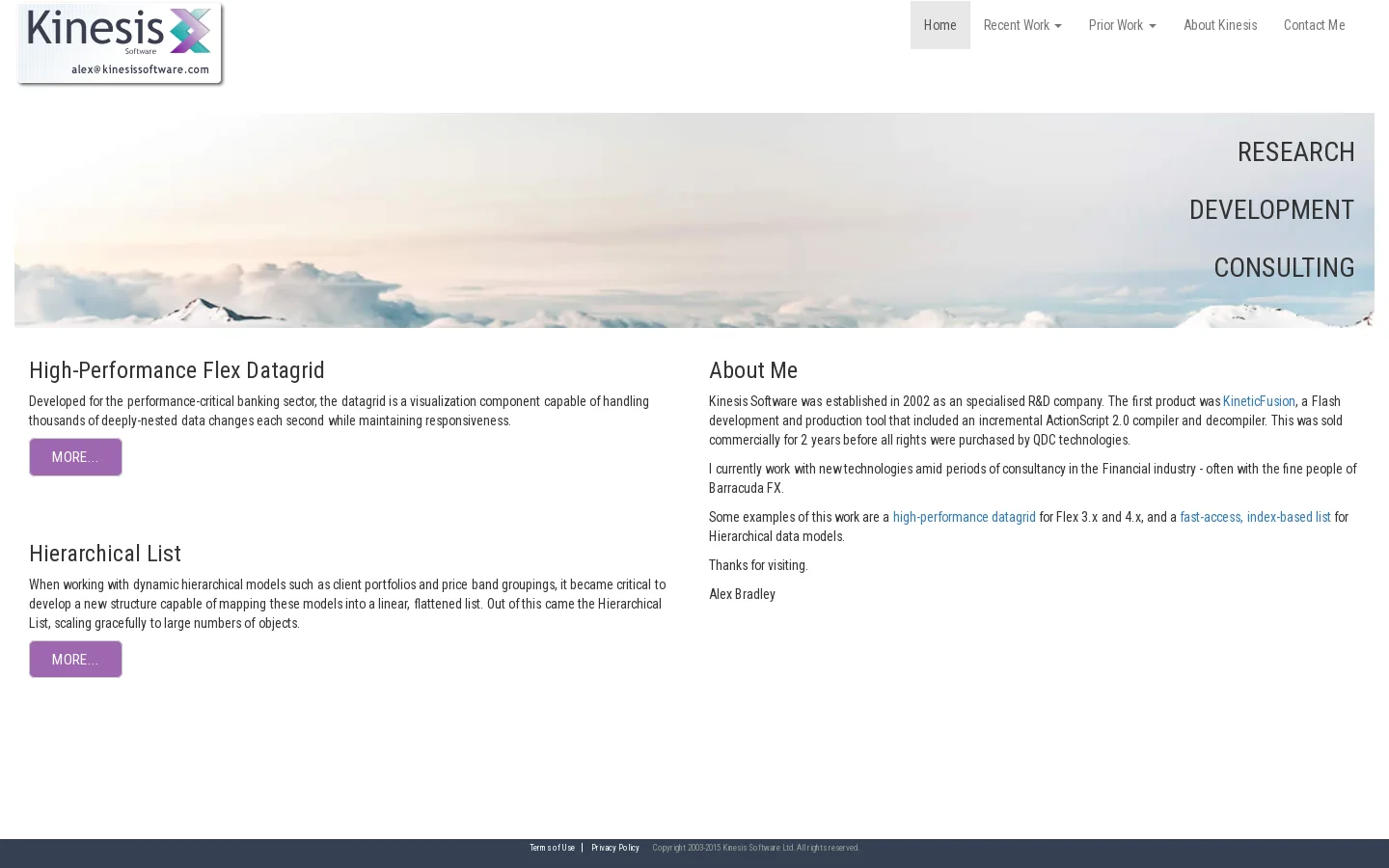 Kinesis Software Homepage screenshot