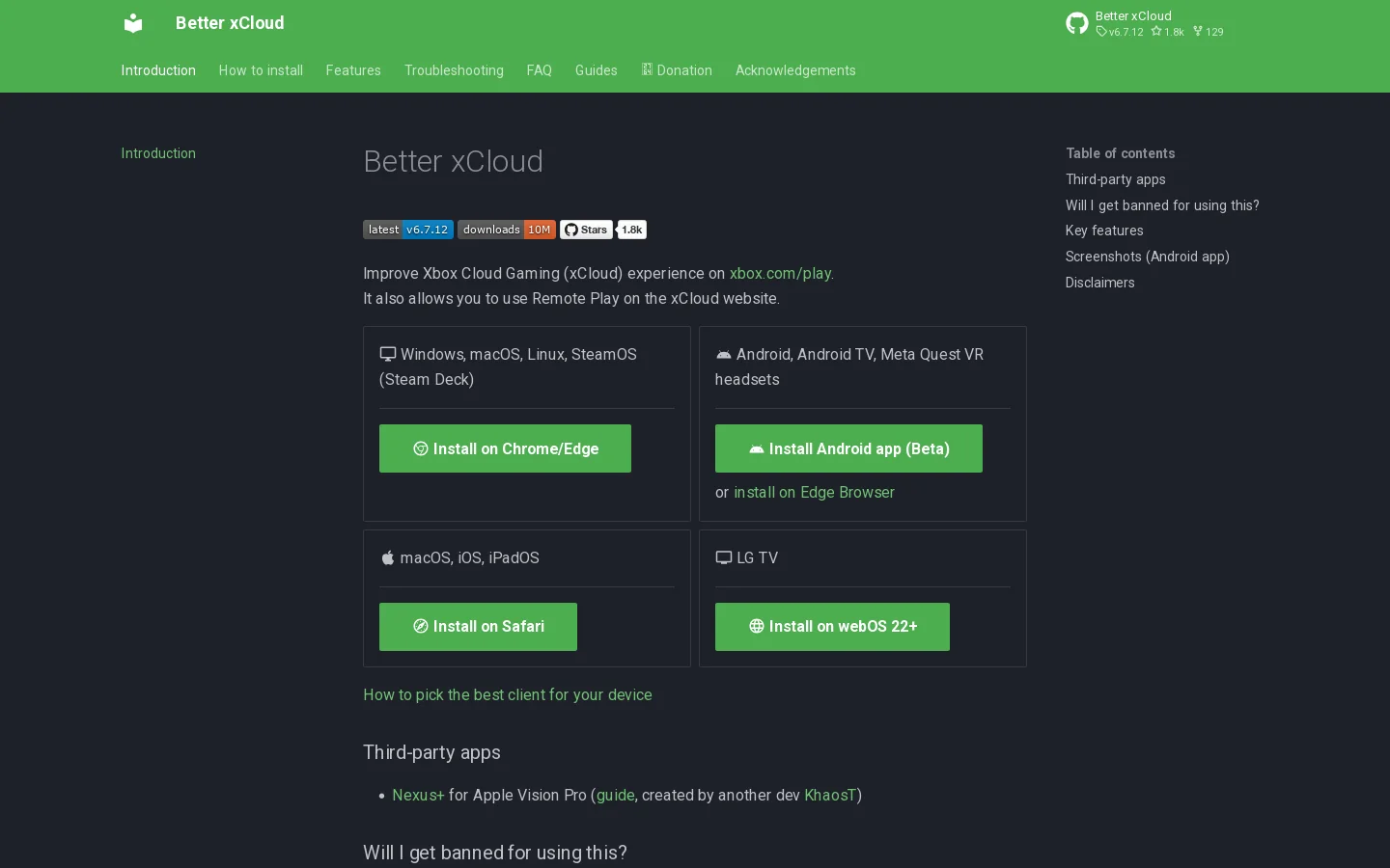 Better xCloud Homepage screenshot