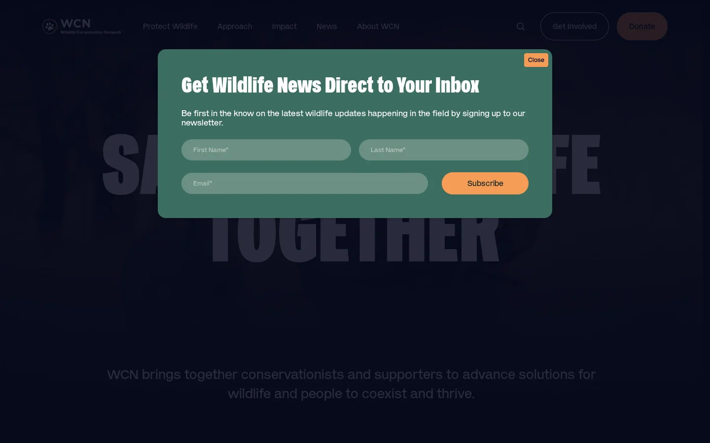 Homepage • Wildlife Conservation Network Homepage screenshot