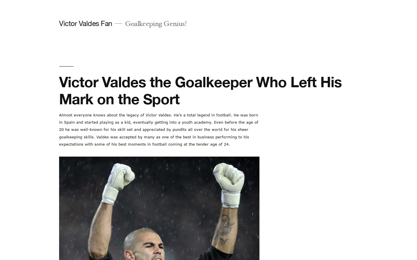 Victor Valdes Fan Homepage screenshot