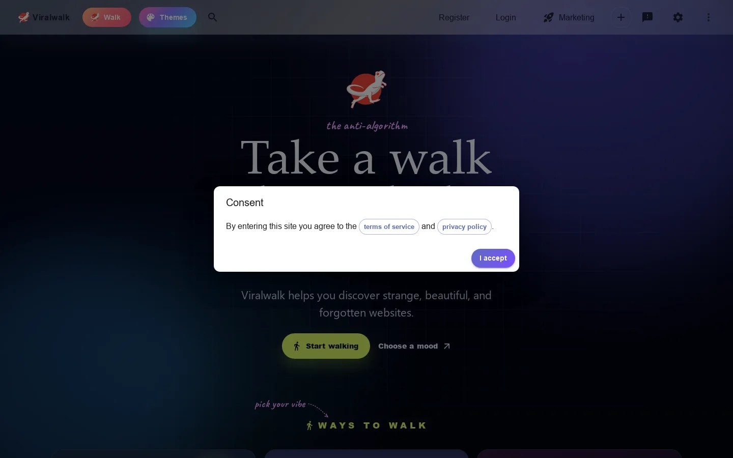 Viralwalk Homepage screenshot
