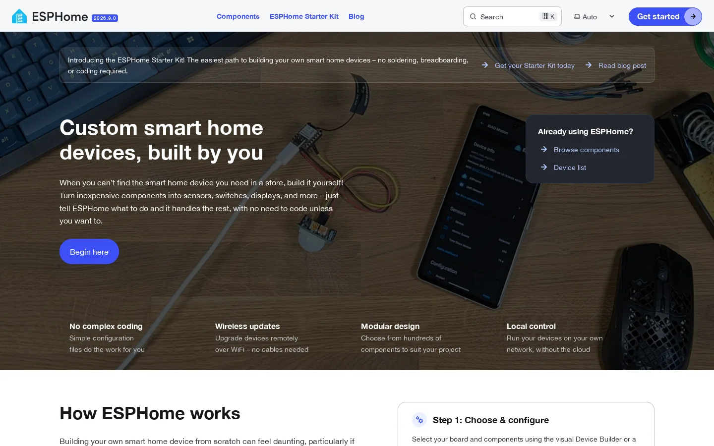 ESPHome Homepage screenshot