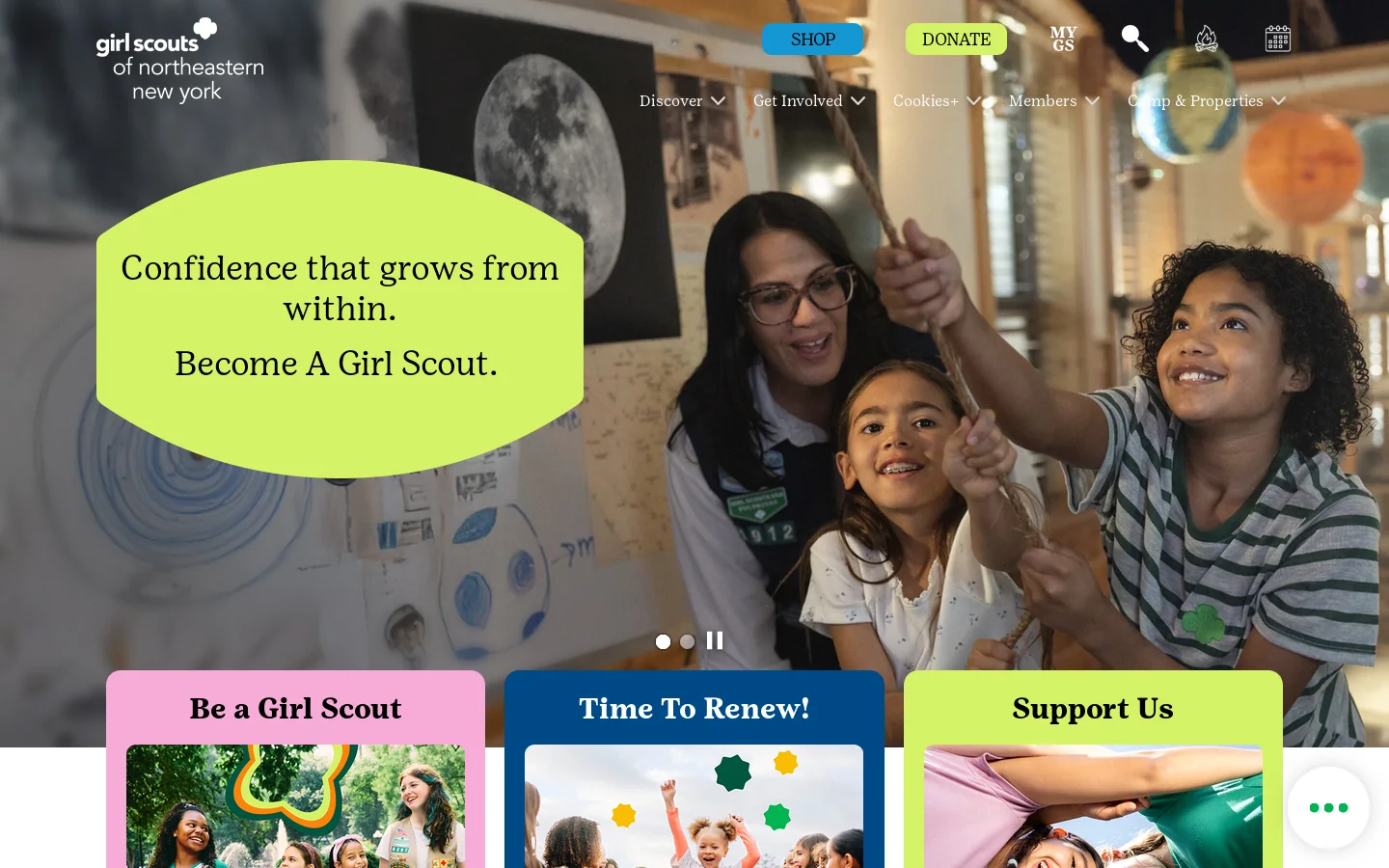 Girl Scouts of Northeastern New York Homepage screenshot