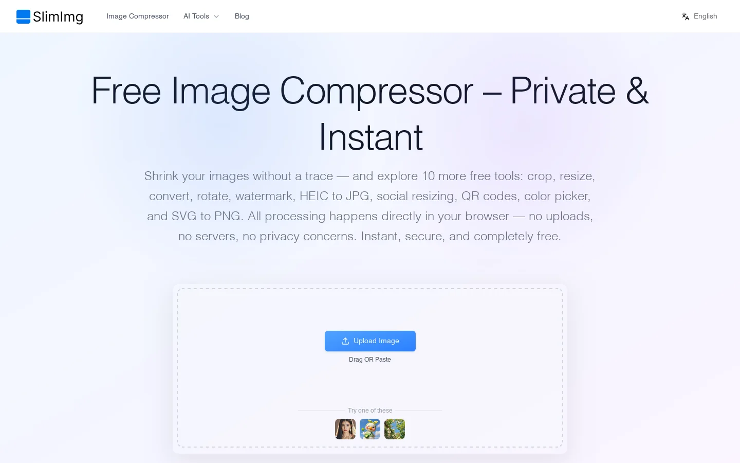 SlimImg Homepage screenshot