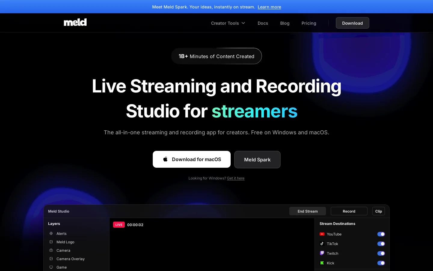 Meld Studio Homepage screenshot