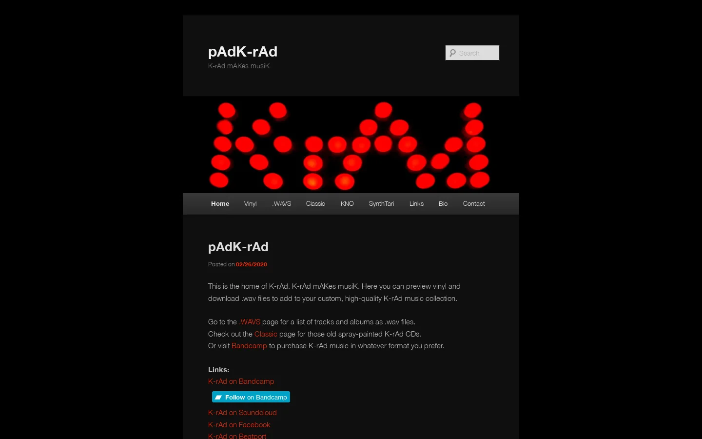pAdK-rAd Homepage screenshot