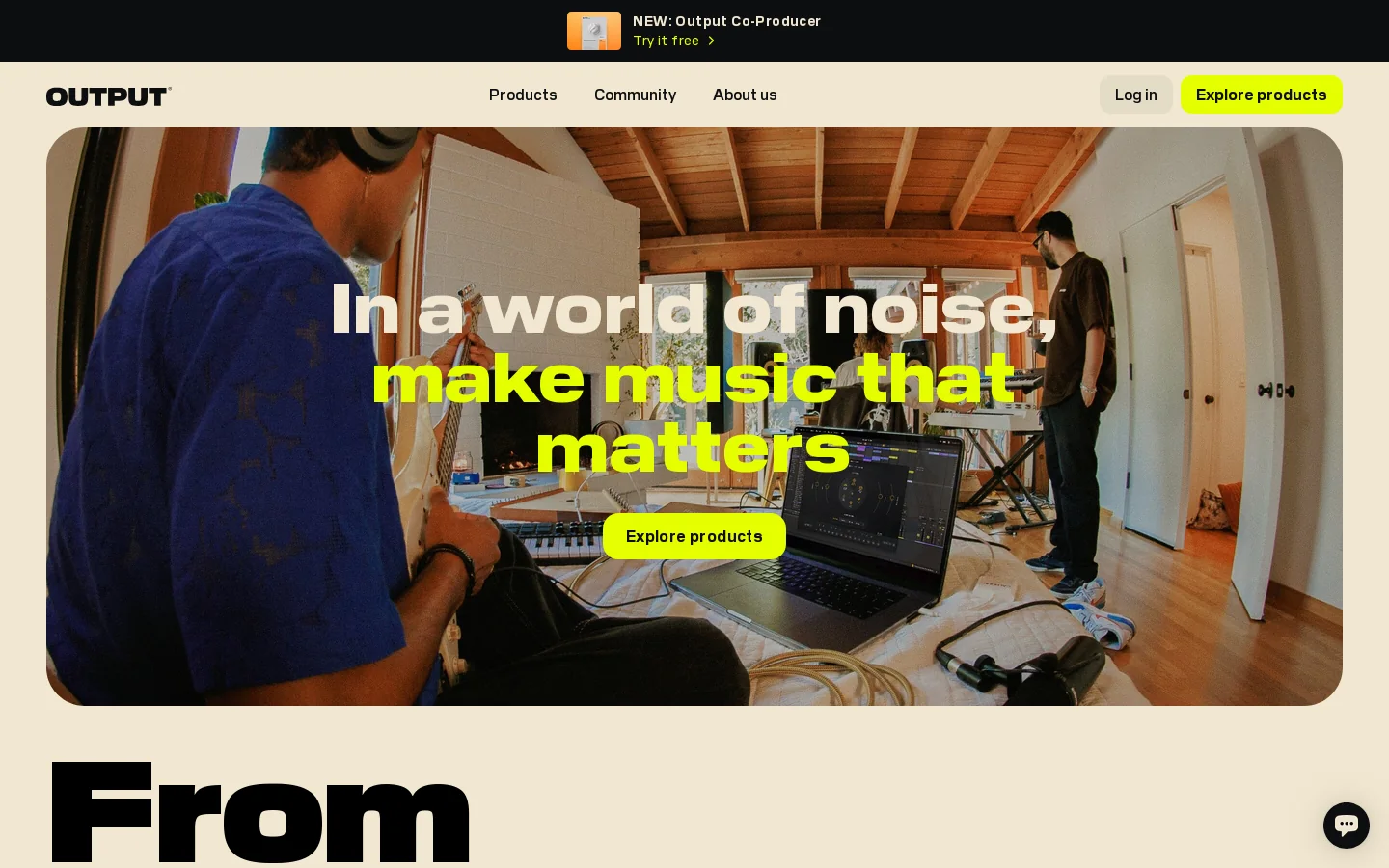 Output-Creative tools for musicians, by musicians Homepage screenshot
