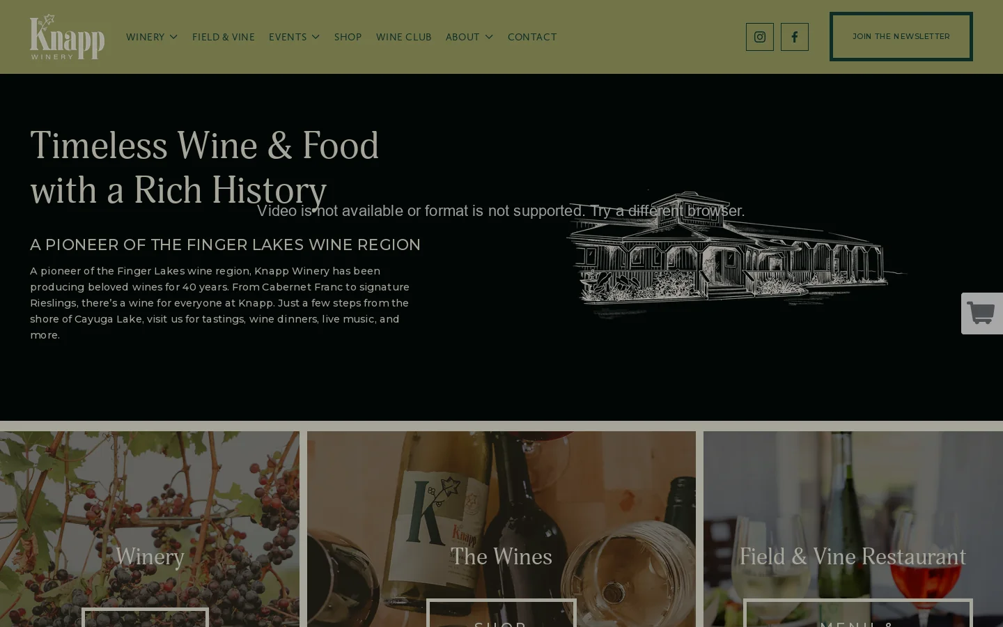 Knapp Winery Homepage screenshot