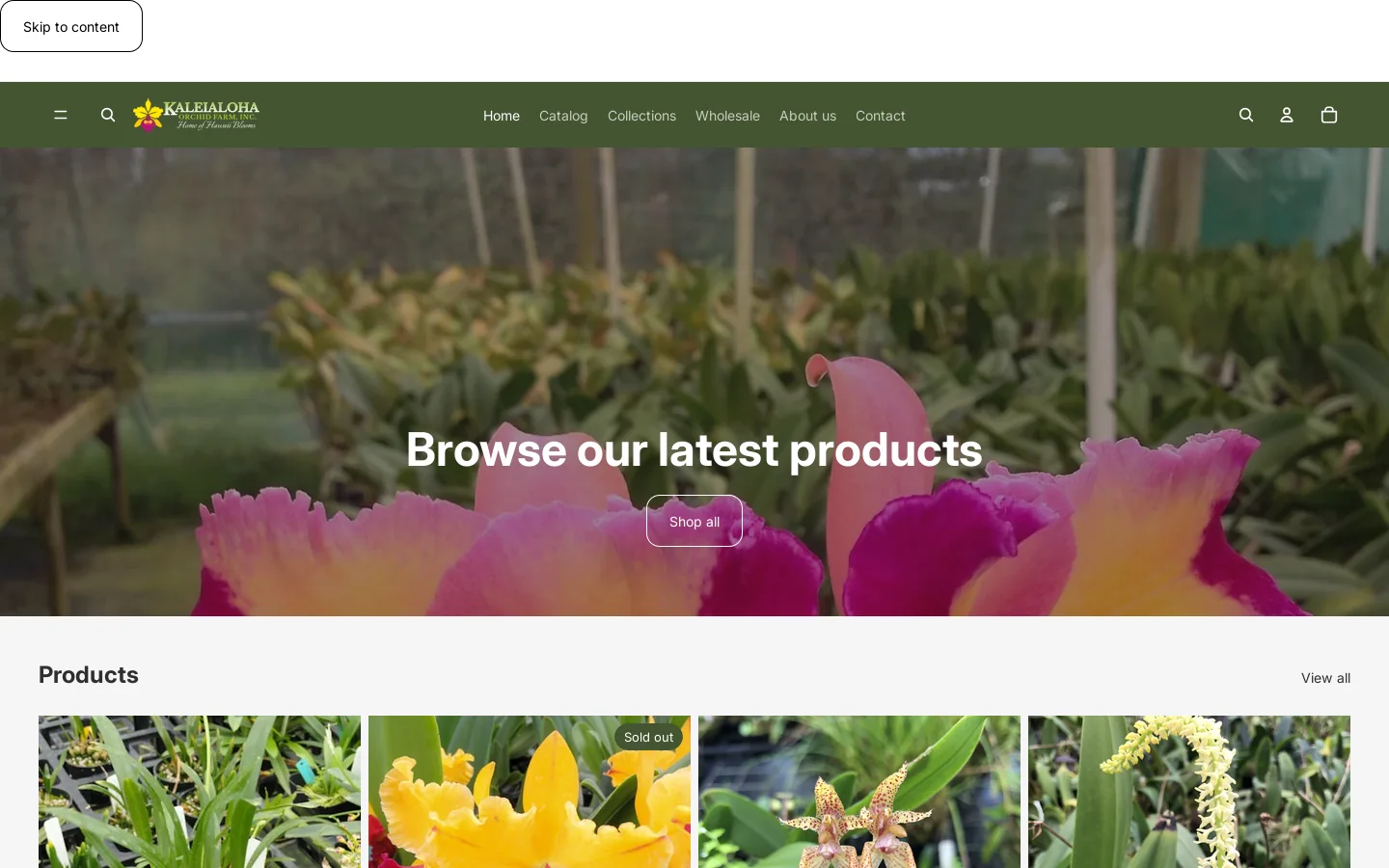 Kaleialoha Orchid Farm Inc Homepage screenshot