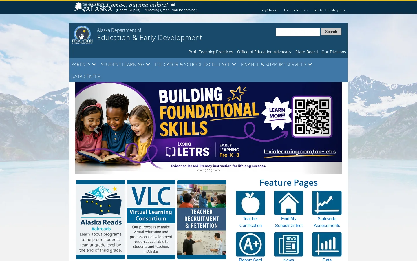 Education & Early Development Homepage screenshot
